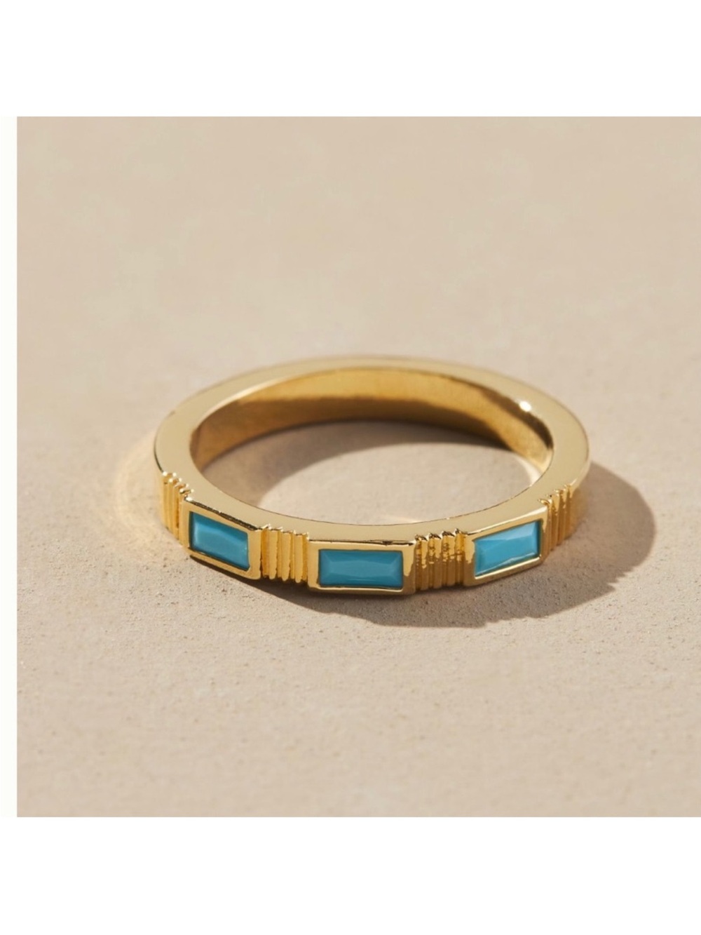 Anthropologie embedded- flat stone ring
